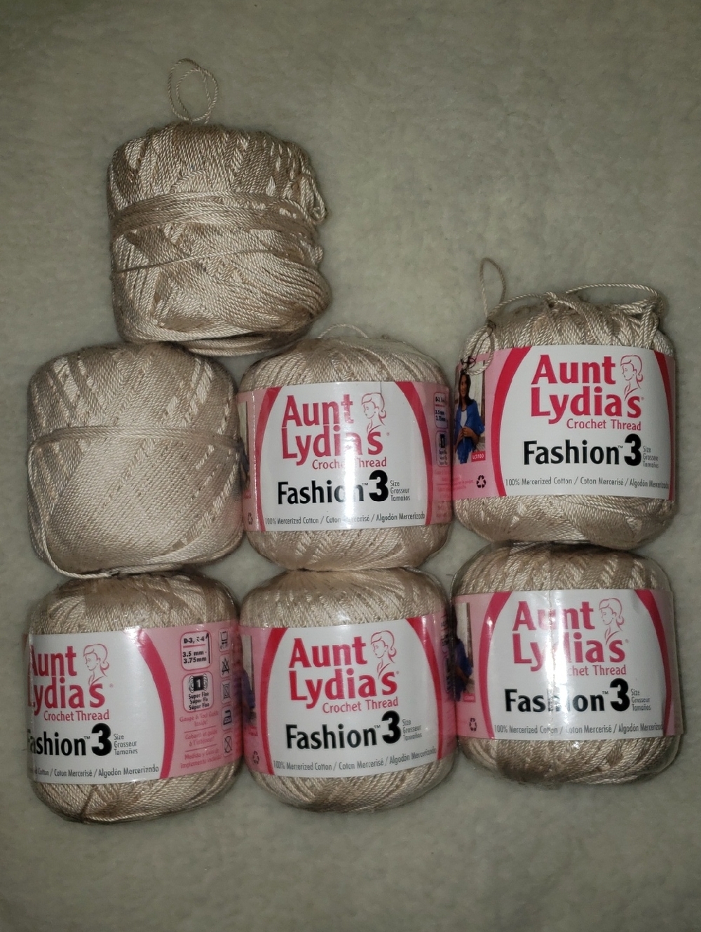 Aunt Lydia's Crochet Thread Fashion Size 3 - Natural